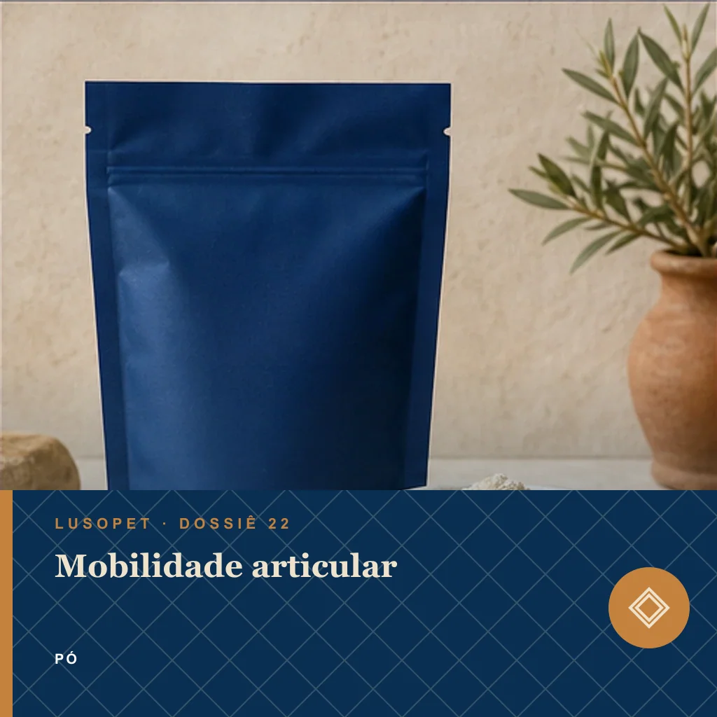 Mobilidade articular em pó, conceito de suplemento para marca própria Lusopet
