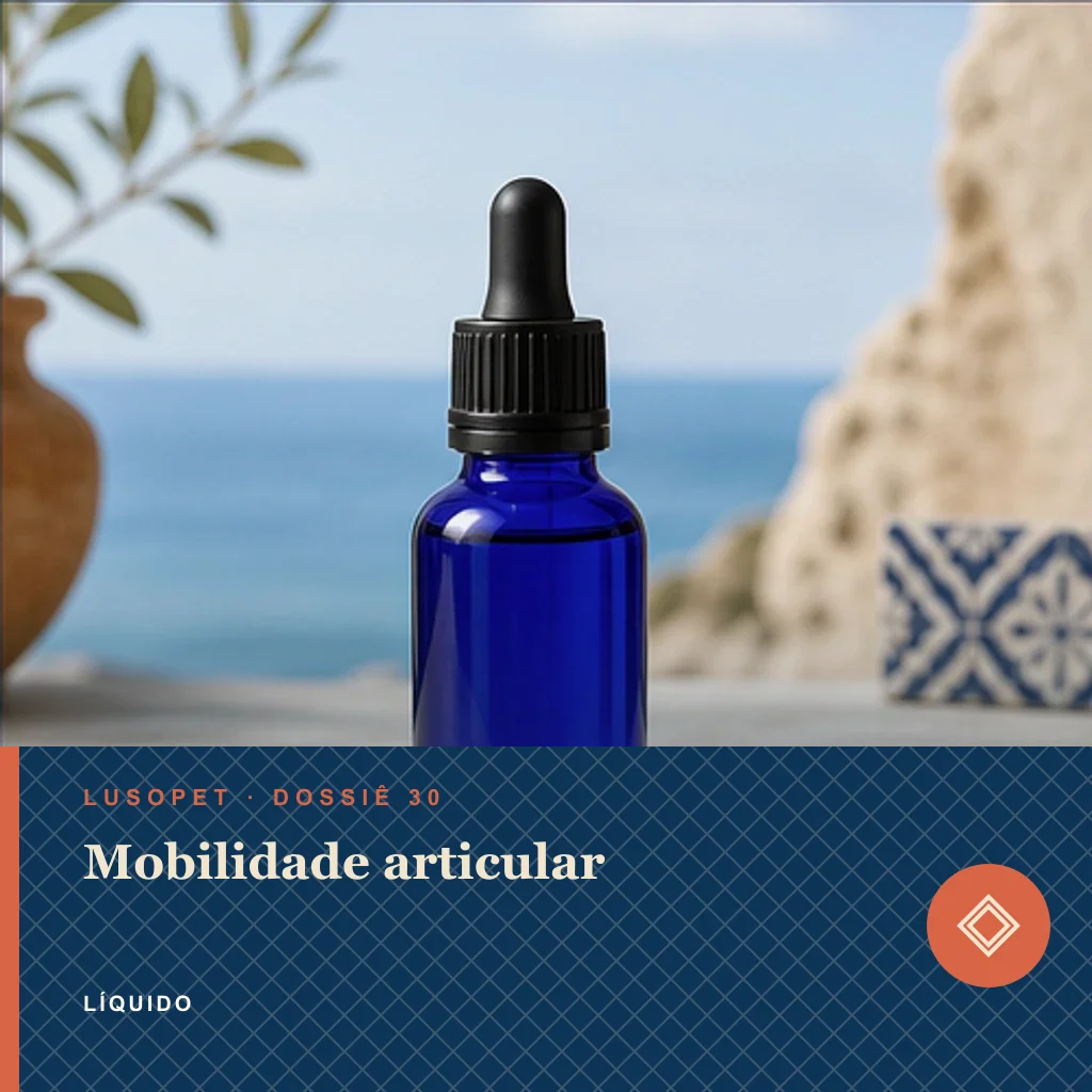 Mobilidade articular em líquido, conceito de suplemento para marca própria Lusopet