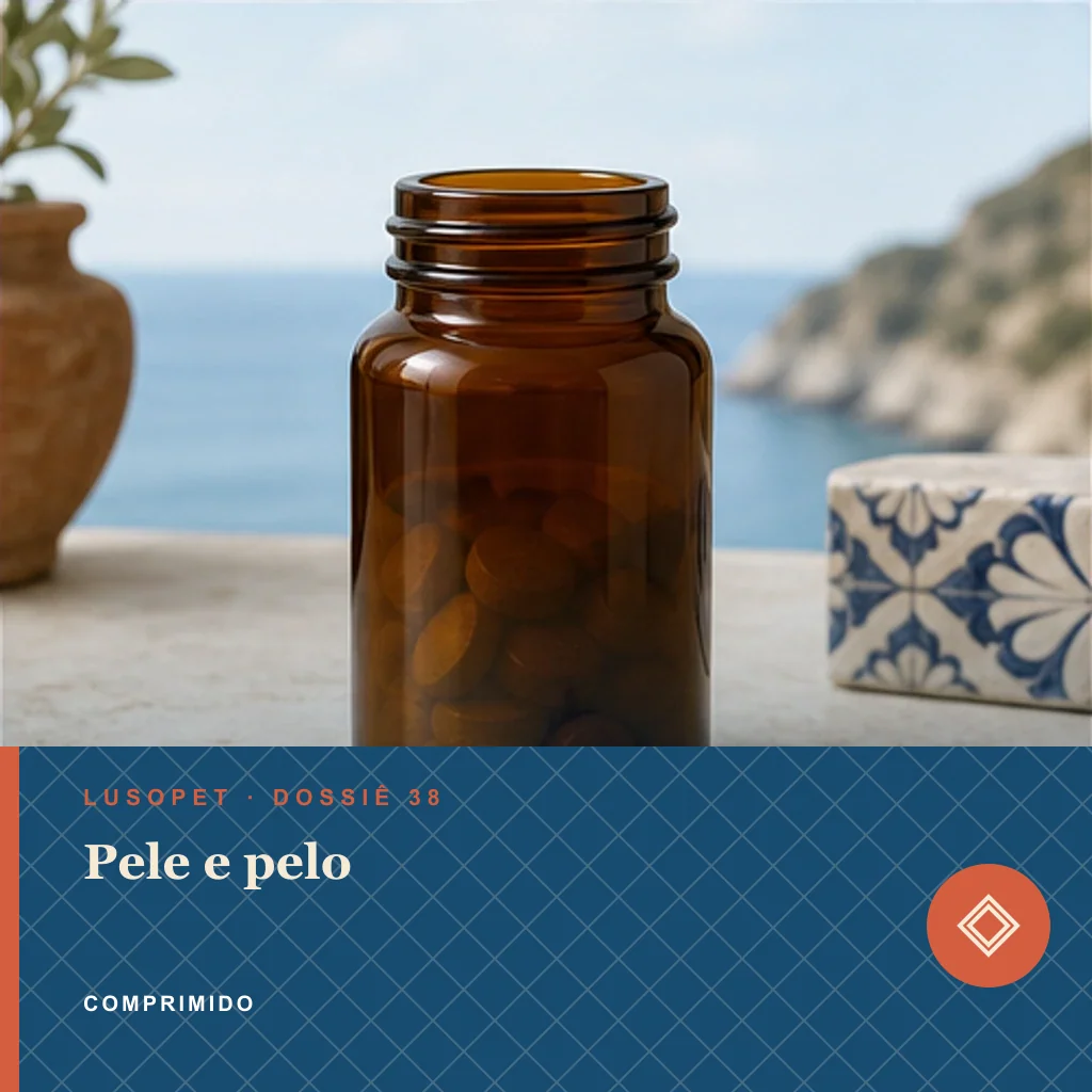 Pele e pelo em comprimido, conceito de suplemento para marca própria Lusopet