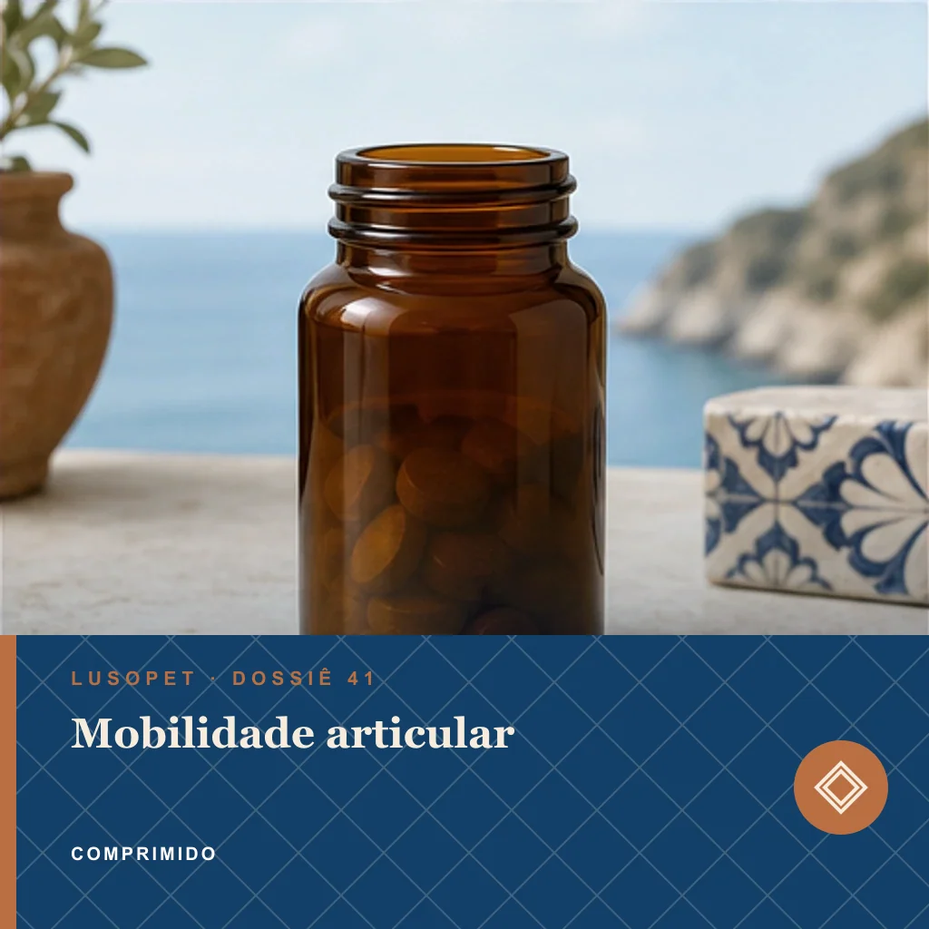Mobilidade articular em comprimido, conceito de suplemento para marca própria Lusopet