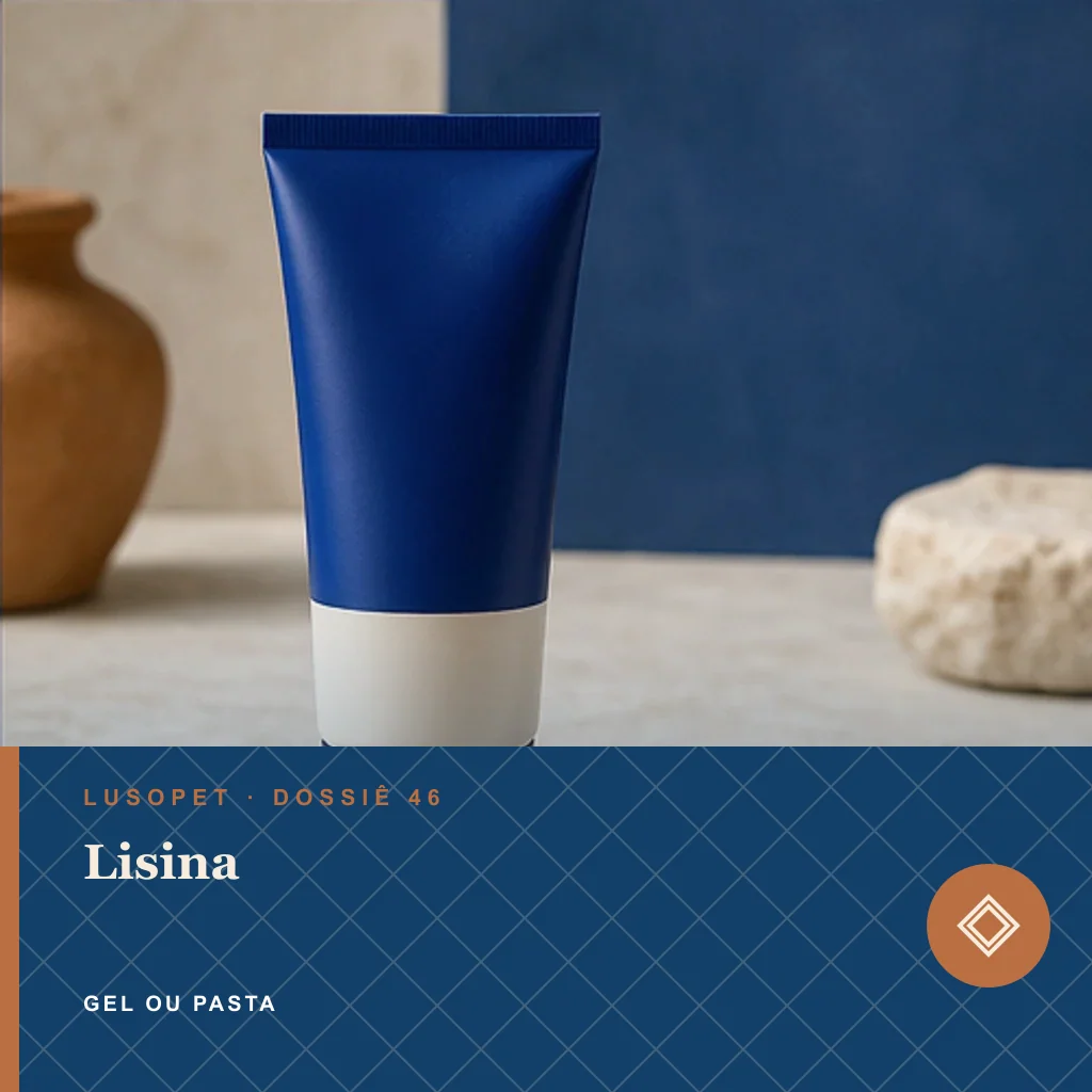 Lisina em gel ou pasta, conceito de suplemento para marca própria Lusopet