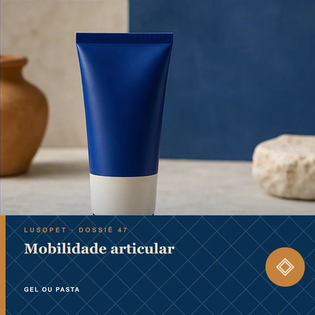 Mobilidade articular em gel ou pasta, conceito de suplemento para marca própria Lusopet
